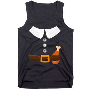 Funny Thanksgiving Pilgrim Costume With Turkey Leg Tank Top