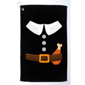 Funny Thanksgiving Pilgrim Costume With Turkey Leg Platinum Collection Golf Towel