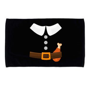 Funny Thanksgiving Pilgrim Costume With Turkey Leg Microfiber Hand Towel