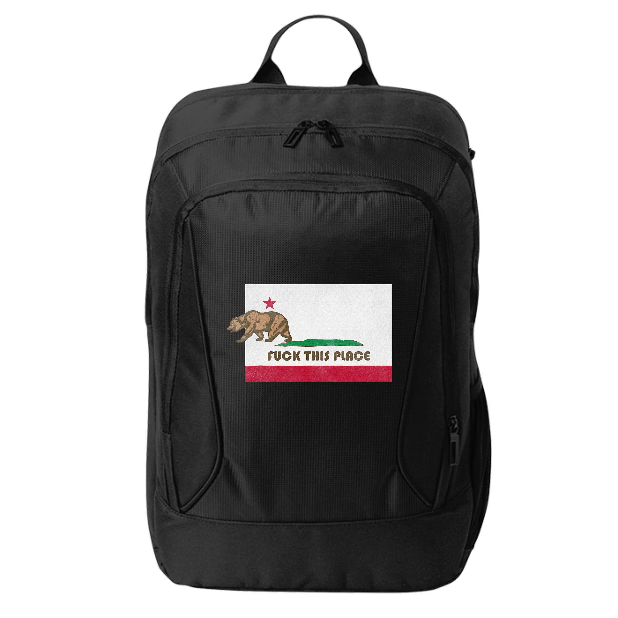 Fuck This Place California Republic Flag Funny The Bear City Backpack