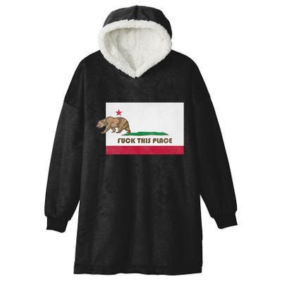 Fuck This Place California Republic Flag Funny The Bear Hooded Wearable Blanket