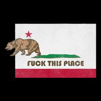 Fuck This Place California Republic Flag Funny The Bear Drawstring Bag