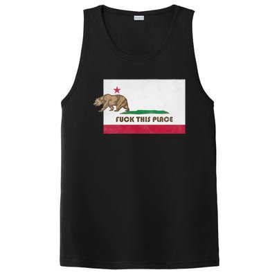 Fuck This Place California Republic Flag Funny The Bear PosiCharge Competitor Tank