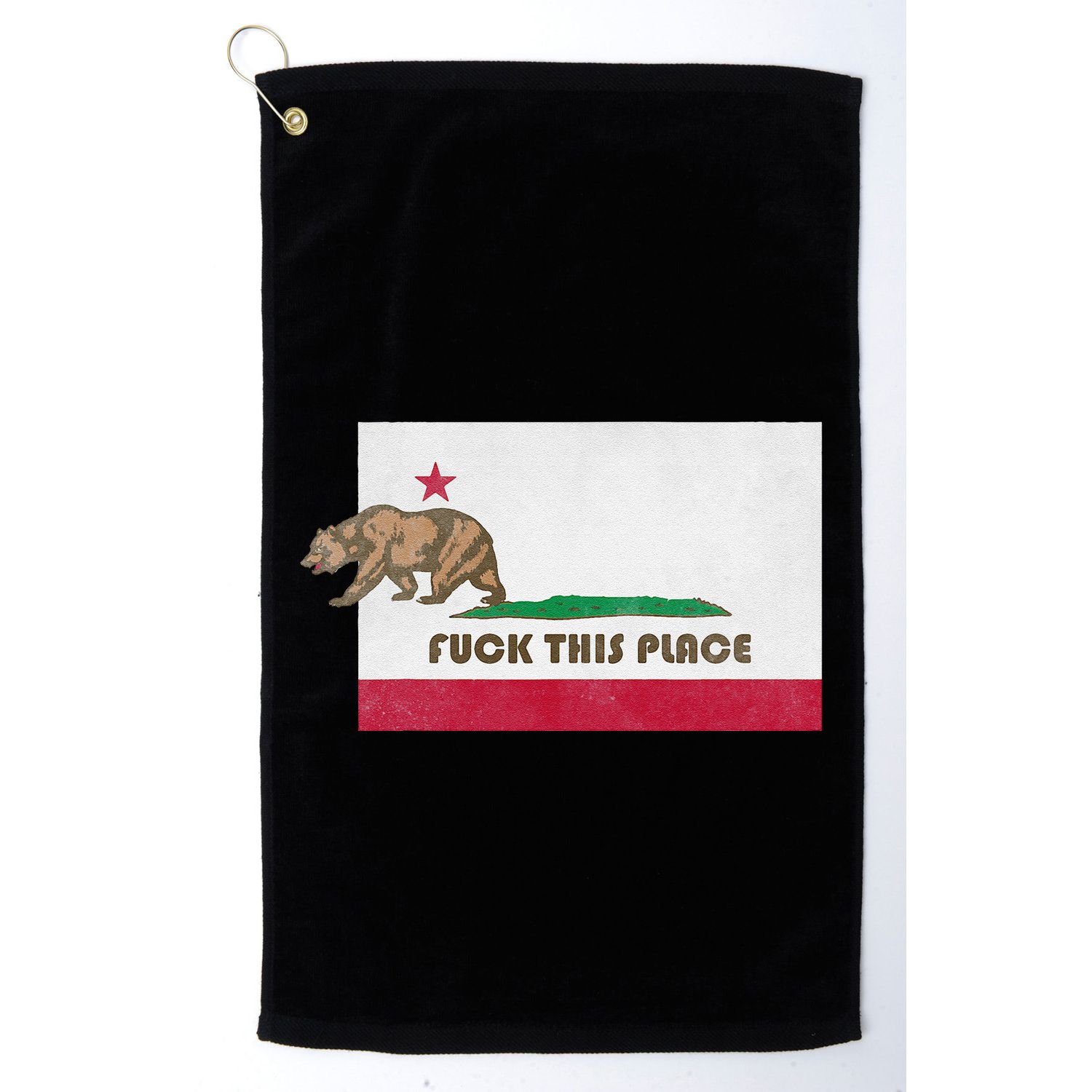 Fuck This Place California Republic Flag Funny The Bear Golf Towel