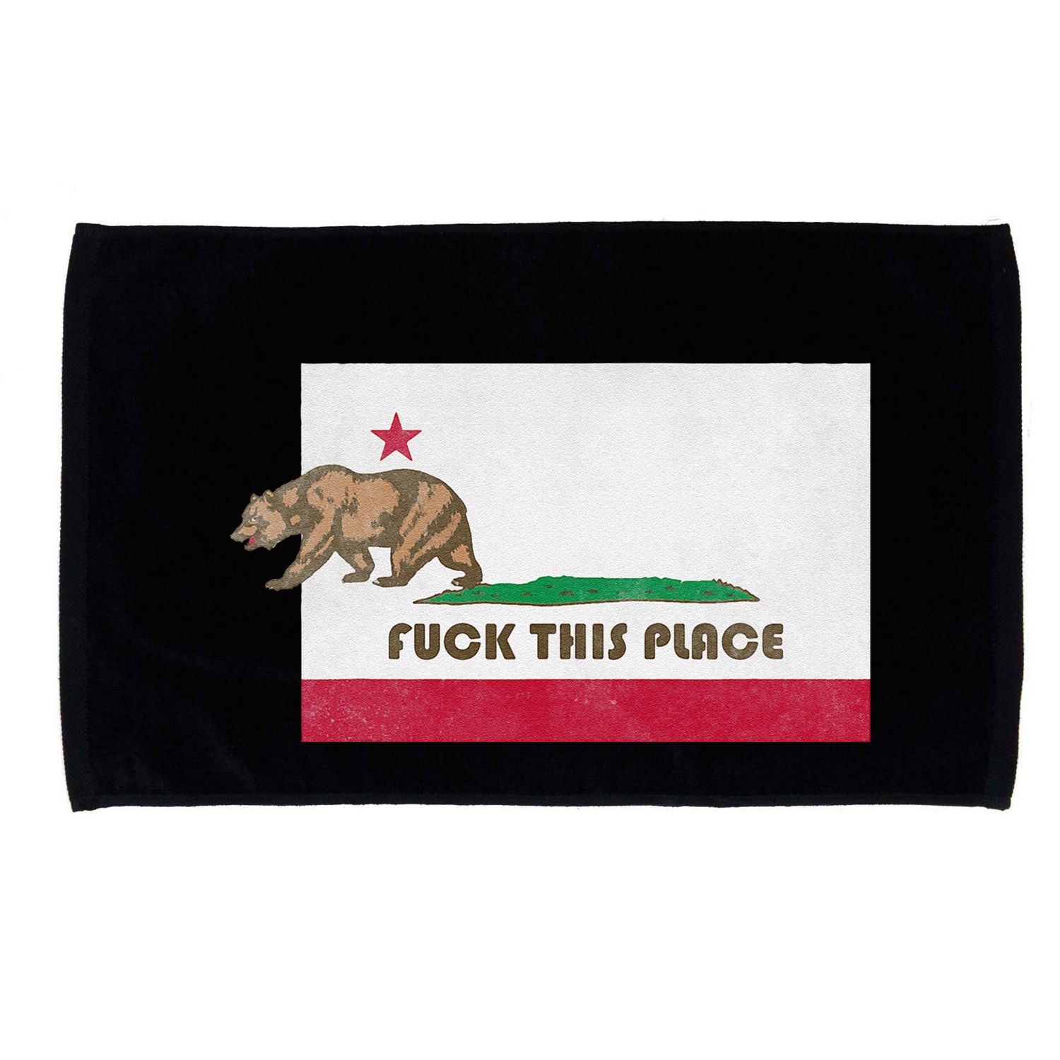 Fuck This Place California Republic Flag Funny The Bear Microfiber Hand Towel