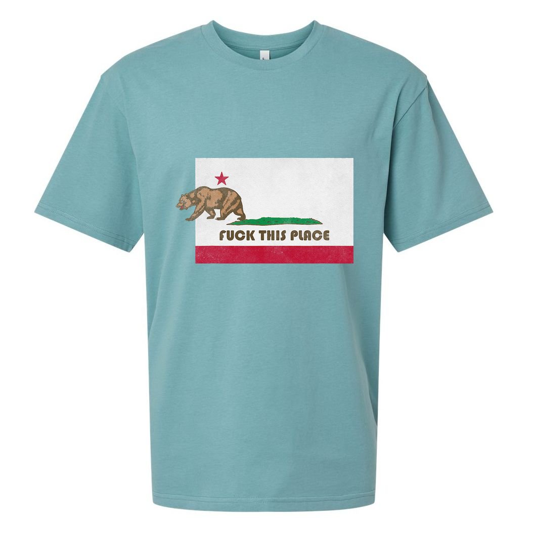 Fuck This Place California Republic Flag Funny The Bear Sueded Cloud Jersey T-Shirt