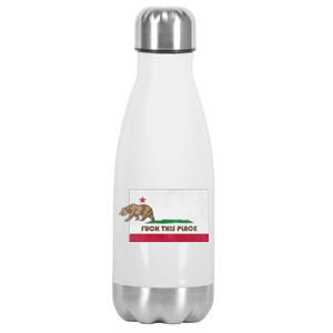 Fuck This Place California Republic Flag Funny The Bear Stainless Steel Insulated Water Bottle