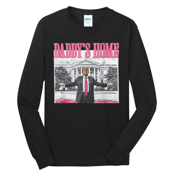 Funny Trump Pink Daddys Home  Trump 2024 Tall Long Sleeve T-Shirt