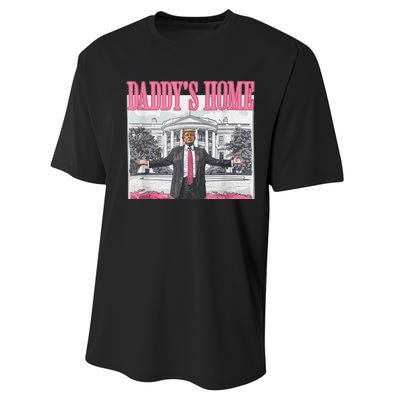 Funny Trump Pink Daddys Home  Trump 2024 Performance Sprint T-Shirt