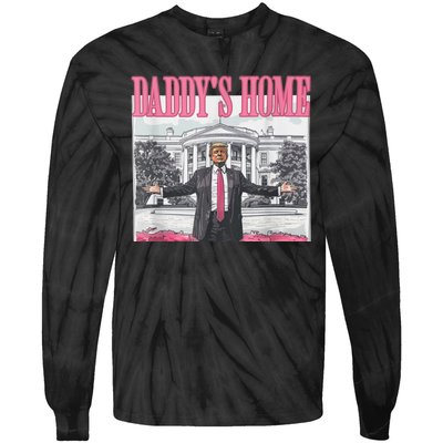 Funny Trump Pink Daddys Home  Trump 2024 Tie-Dye Long Sleeve Shirt