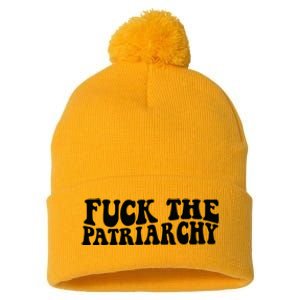 Fuck The Patriarchy Groovy Women Pom Pom 12in Knit Beanie