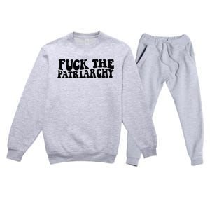 Fuck The Patriarchy Groovy Women Premium Crewneck Sweatsuit Set