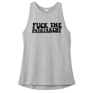 Fuck The Patriarchy Groovy Women Ladies PosiCharge Tri-Blend Wicking Tank