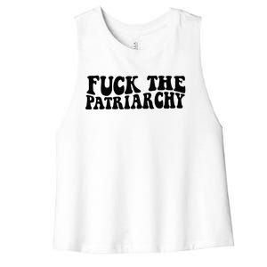 Fuck The Patriarchy Groovy Women Women's Racerback Cropped Tank