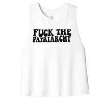 Fuck The Patriarchy Groovy Women Women's Racerback Cropped Tank