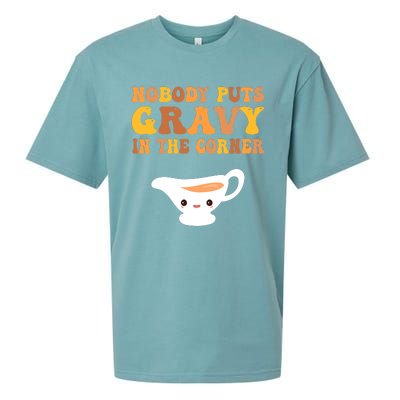 Funny Thanksgiving Puns Nobody puts gravy in the corner Sueded Cloud Jersey T-Shirt