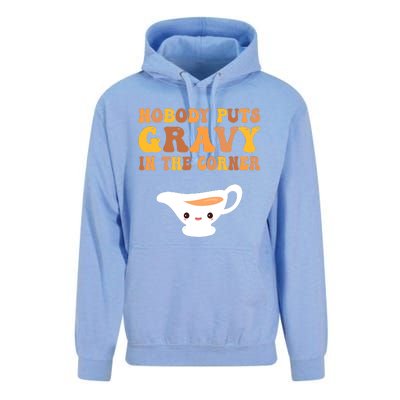 Funny Thanksgiving Puns Nobody puts gravy in the corner Unisex Surf Hoodie