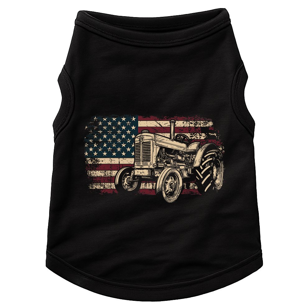 Farm Tractor Proud Farmer Patriotic American Flag Tractor Doggie Tank
