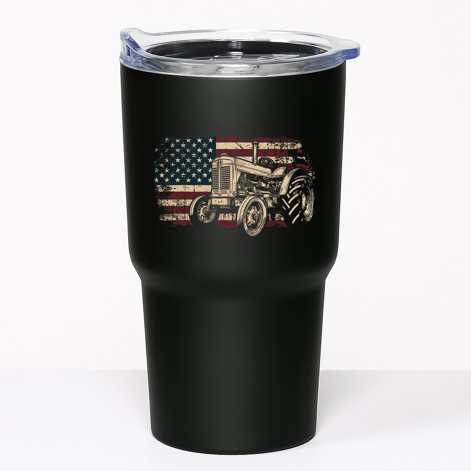 Farm Tractor Proud Farmer Patriotic American Flag Tractor Tumbler