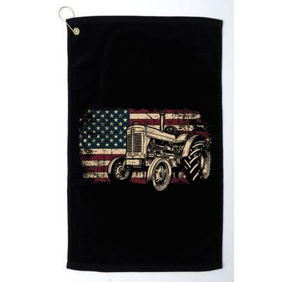 Farm Tractor Proud Farmer Patriotic American Flag Tractor Golf Towel
