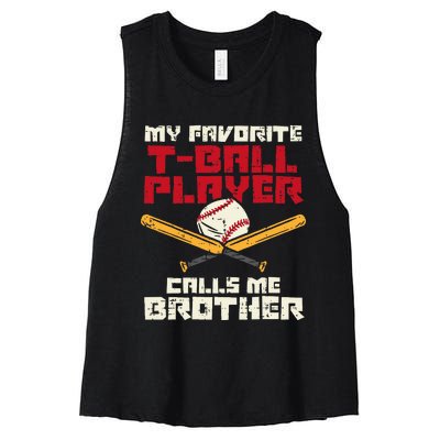 Favorite Tball Player Brother Baseball Family Women's Racerback Cropped Tank