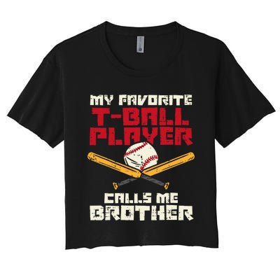 Favorite Tball Player Brother Baseball Family Women's Crop Top Tee