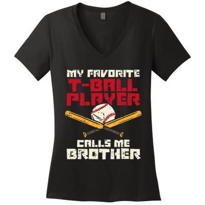 Favorite Tball Player Brother Baseball Family Women's V-Neck T-Shirt