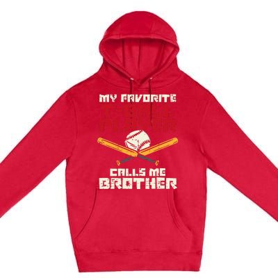 Favorite Tball Player Brother Baseball Family Premium Pullover Hoodie