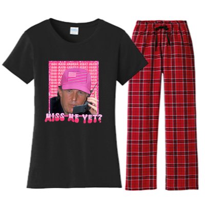 Funny Trump Pink Miss Me Yet Trump 2024 President 2024 Women's Flannel Pajama Set