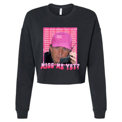 Funny Trump Pink Miss Me Yet Trump 2024 President 2024 Cropped Pullover Crew