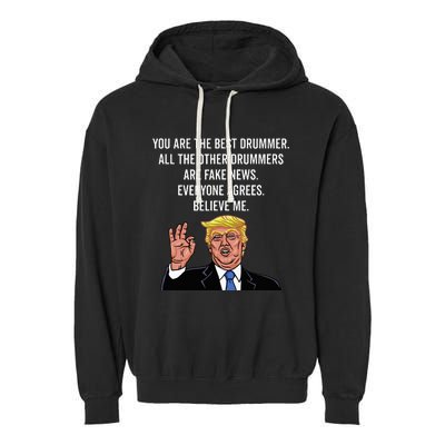 Funny Trump Percussion Drummer Garment-Dyed Fleece Hoodie