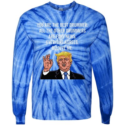 Funny Trump Percussion Drummer Tie-Dye Long Sleeve Shirt