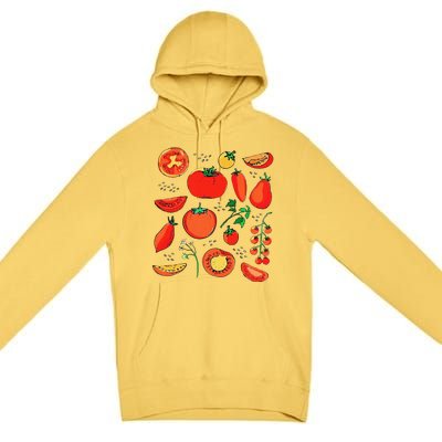 Funny Tomato Pun Hand Draw Tomatoes Watercolor Summer Foodie Premium Pullover Hoodie