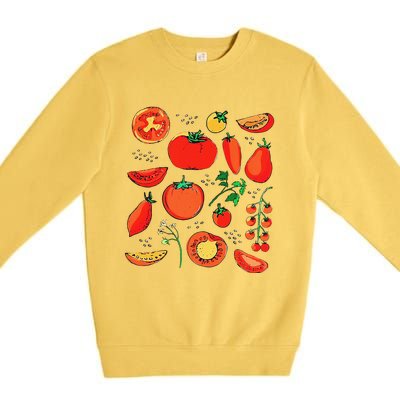 Funny Tomato Pun Hand Draw Tomatoes Watercolor Summer Foodie Premium Crewneck Sweatshirt