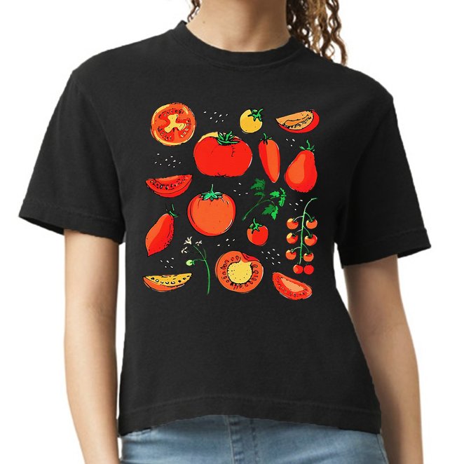 Funny Tomato Pun Hand Draw Tomatoes Watercolor Summer Foodie Comfort Colors Boxy T-Shirt
