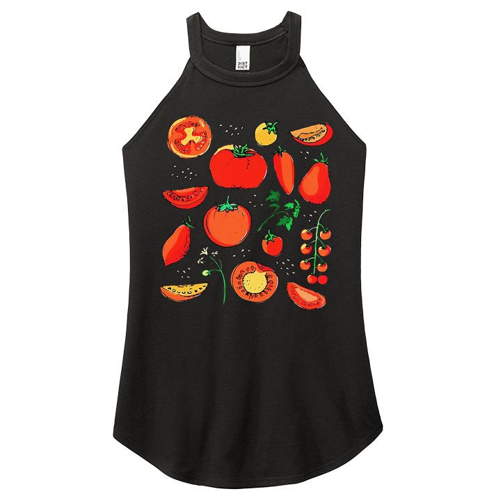 Funny Tomato Pun Hand Draw Tomatoes Watercolor Summer Foodie Women's Perfect Tri Rocker Tank