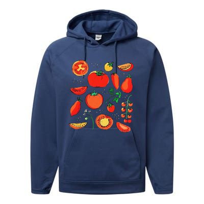 Funny Tomato Pun Hand Draw Tomatoes Watercolor Summer Foodie Performance Fleece Hoodie