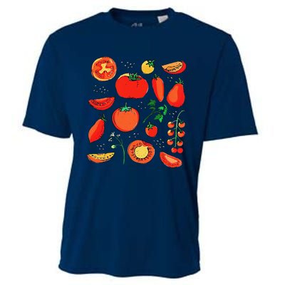 Funny Tomato Pun Hand Draw Tomatoes Watercolor Summer Foodie Cooling Performance Crew T-Shirt