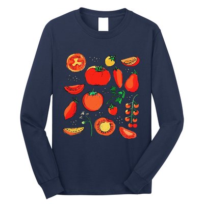 Funny Tomato Pun Hand Draw Tomatoes Watercolor Summer Foodie Long Sleeve Shirt