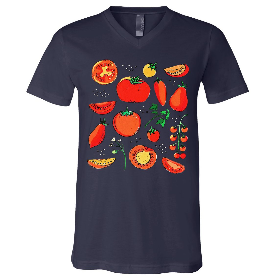 Funny Tomato Pun Hand Draw Tomatoes Watercolor Summer Foodie V-Neck T-Shirt