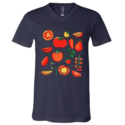 Funny Tomato Pun Hand Draw Tomatoes Watercolor Summer Foodie V-Neck T-Shirt