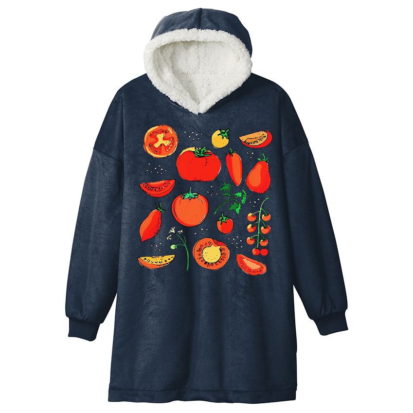 Funny Tomato Pun Hand Draw Tomatoes Watercolor Summer Foodie Hooded Wearable Blanket