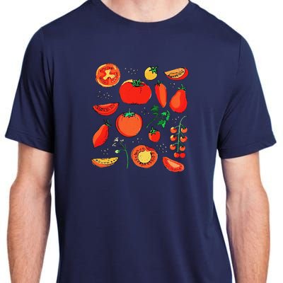 Funny Tomato Pun Hand Draw Tomatoes Watercolor Summer Foodie Adult ChromaSoft Performance T-Shirt