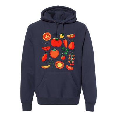 Funny Tomato Pun Hand Draw Tomatoes Watercolor Summer Foodie Premium Hoodie