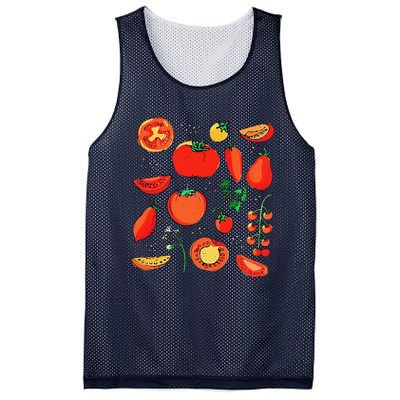 Funny Tomato Pun Hand Draw Tomatoes Watercolor Summer Foodie Mesh Reversible Basketball Jersey Tank