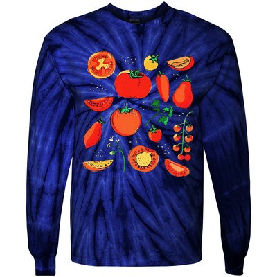 Funny Tomato Pun Hand Draw Tomatoes Watercolor Summer Foodie Tie-Dye Long Sleeve Shirt