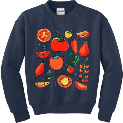 Funny Tomato Pun Hand Draw Tomatoes Watercolor Summer Foodie Kids Sweatshirt