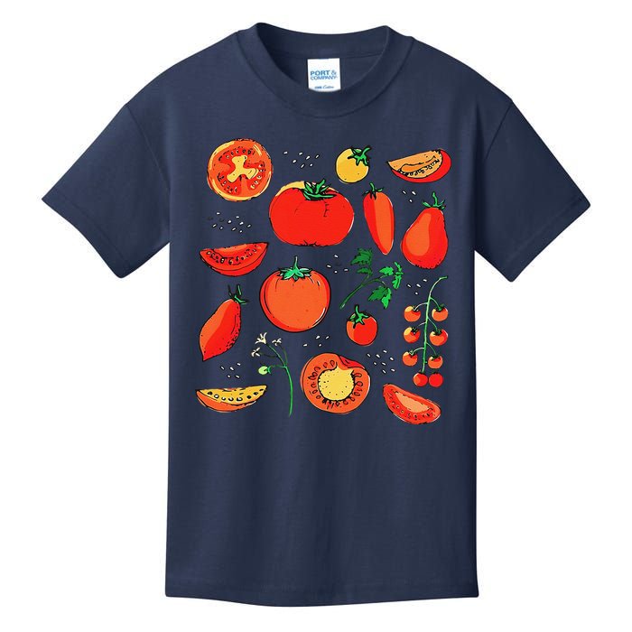 Funny Tomato Pun Hand Draw Tomatoes Watercolor Summer Foodie Kids T-Shirt