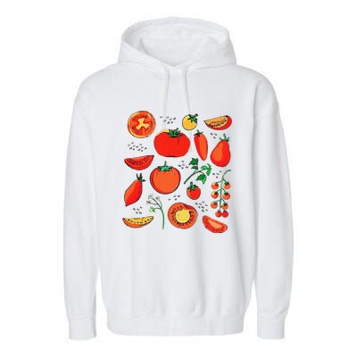 Funny Tomato Pun Hand Draw Tomatoes Watercolor Summer Foodie Garment-Dyed Fleece Hoodie