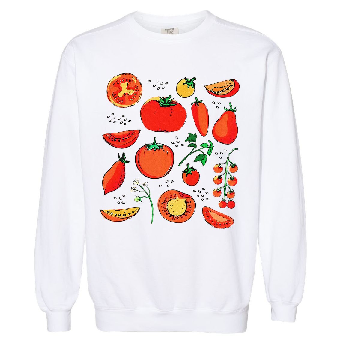 Funny Tomato Pun Hand Draw Tomatoes Watercolor Summer Foodie Garment-Dyed Sweatshirt